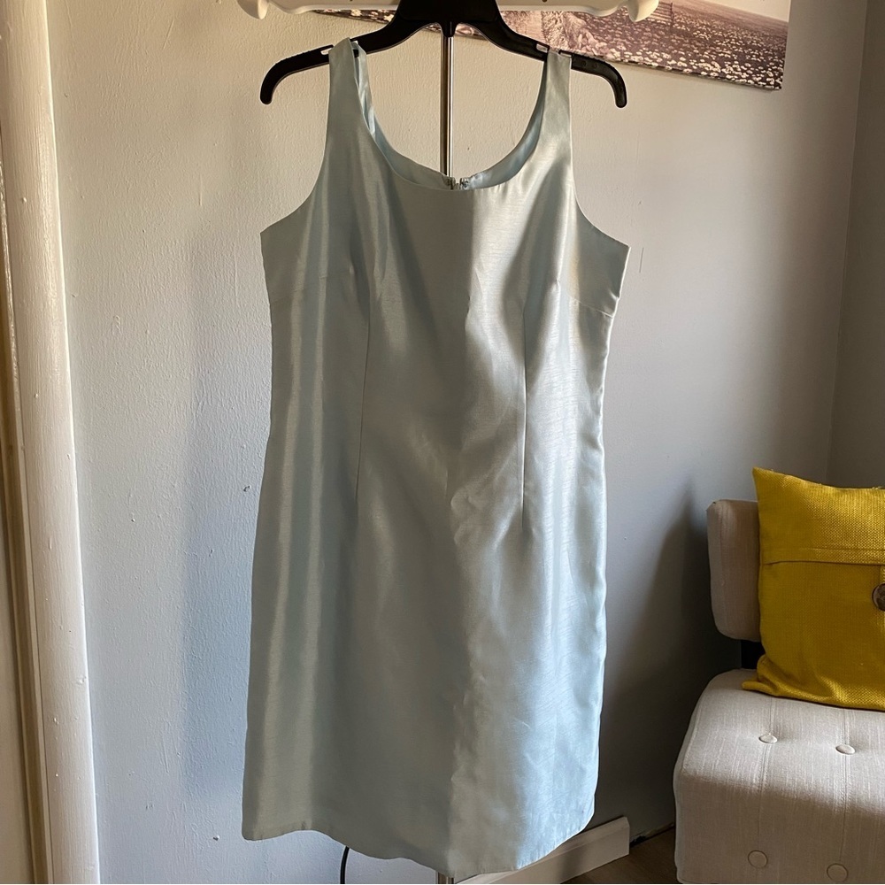 Jessica Howard Light Blue Satin Tank Sheath Dress